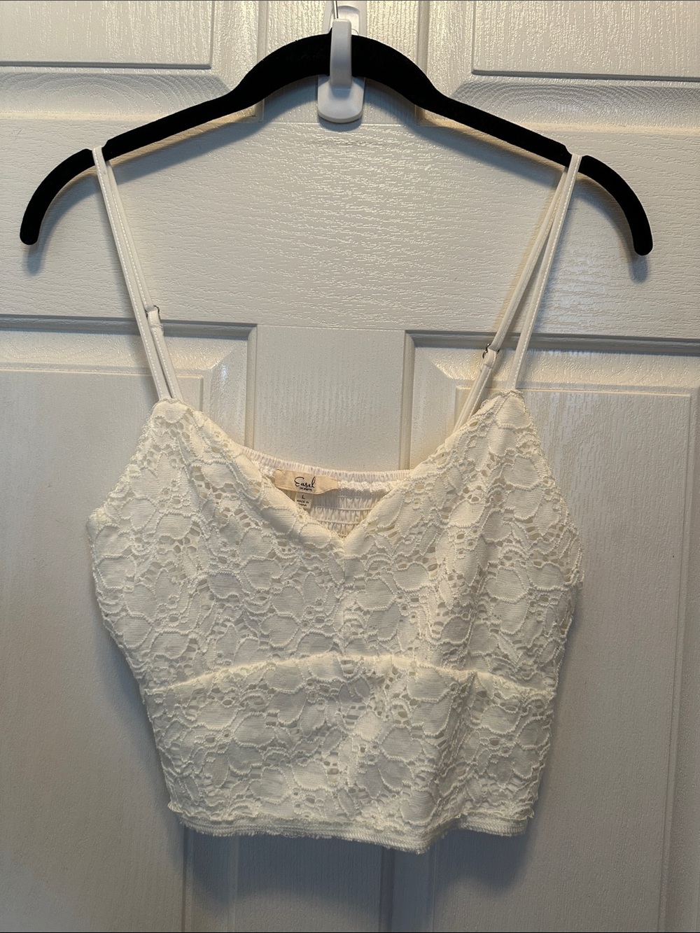 Easel Off-White Lace Cropped Cami Top Size L